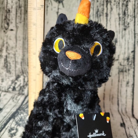 BLACK CAT HALLMARK HALLOWEEN CATICORN PLUSH CANDY CORN UNICORN KITTY SPARKLE NWT - Picture 5 of 5